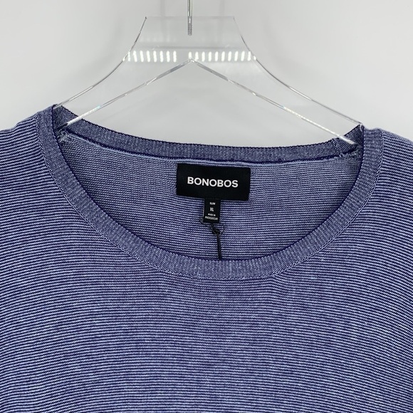 Bonobos Feder stripe midnight blue micro cotton sweater men new XL X-Large - Picture 2 of 4